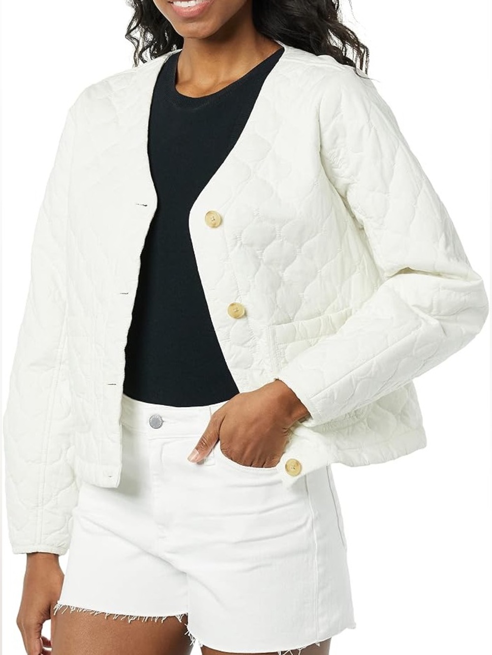 GoodThreads White Quilted Puffer Jacket